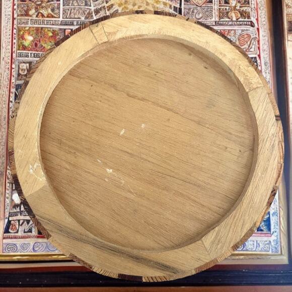Vintage Aztec Calendar Hand Carved Inlay Wood Art Mexican Mexico Decor Holiday - Picture 7 of 11